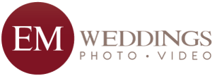 emweddings logo with elegant wedding photography branding